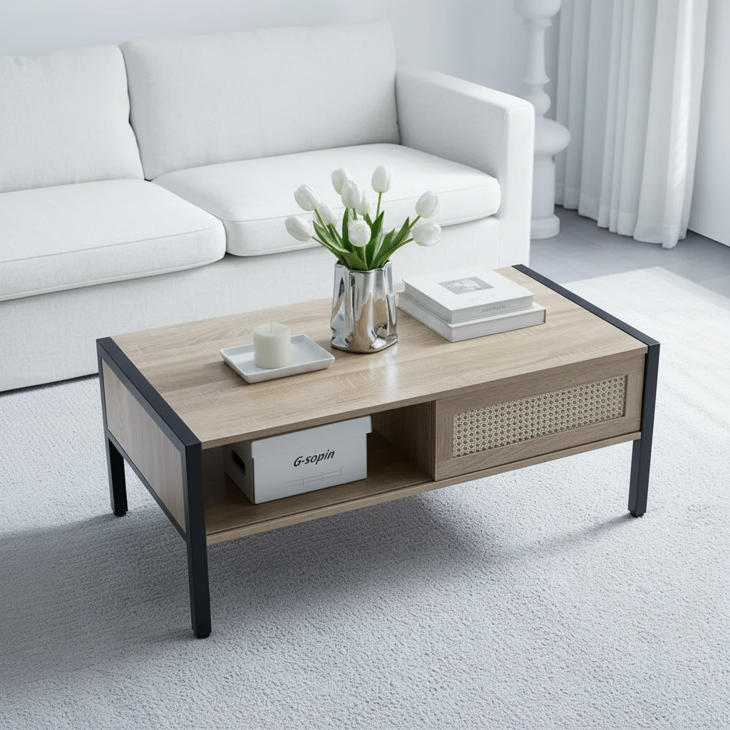 Table basse en rotin