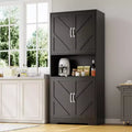 69 Farmhouse Kitchen Pantry Hutch | Freestanding Storage Cabinet with 4 Doors 2 Adjustable Shelves & Microwave Stand for Dining & Living Room