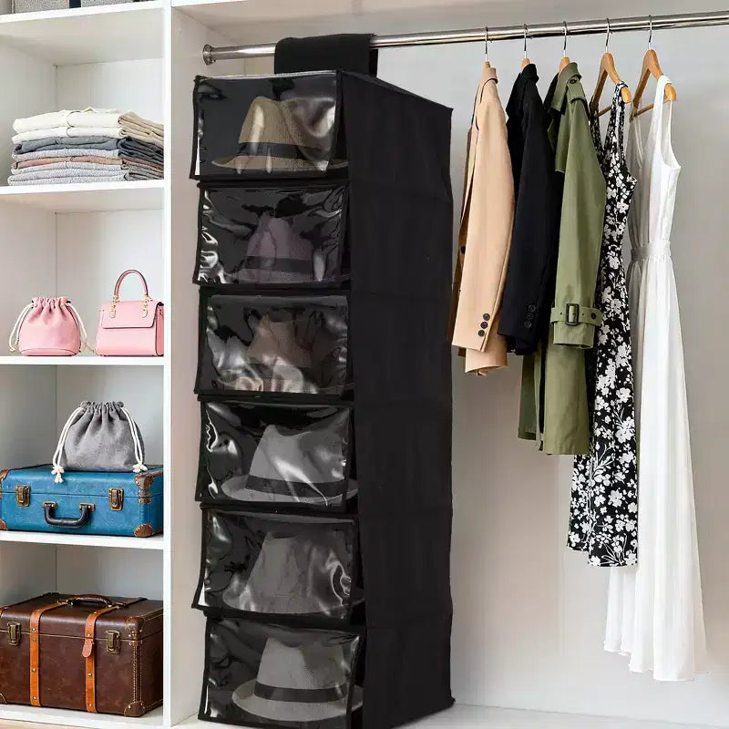 2 Pack Hanging Hat Rack for Closet Dust Proof & Folding 6-Shelf Cowboy Hat Organizer Hanger Easy to Hang & No Drilling Required for Dorm Apartment