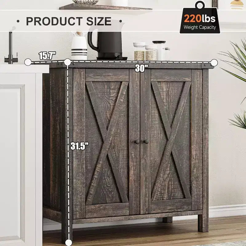 Meuble d'appoint double-porte style rustique