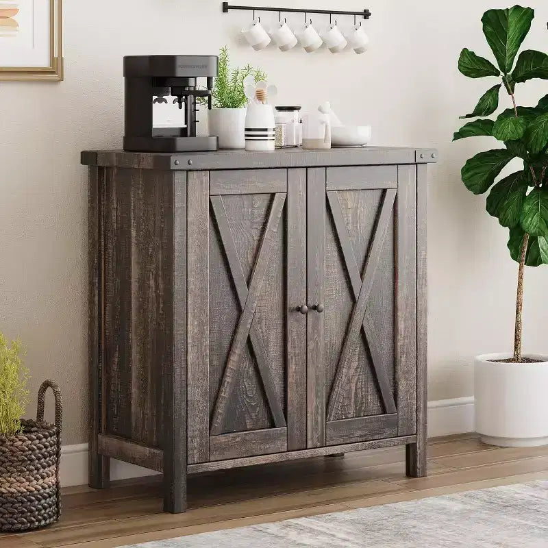 Meuble d'appoint double-porte style rustique