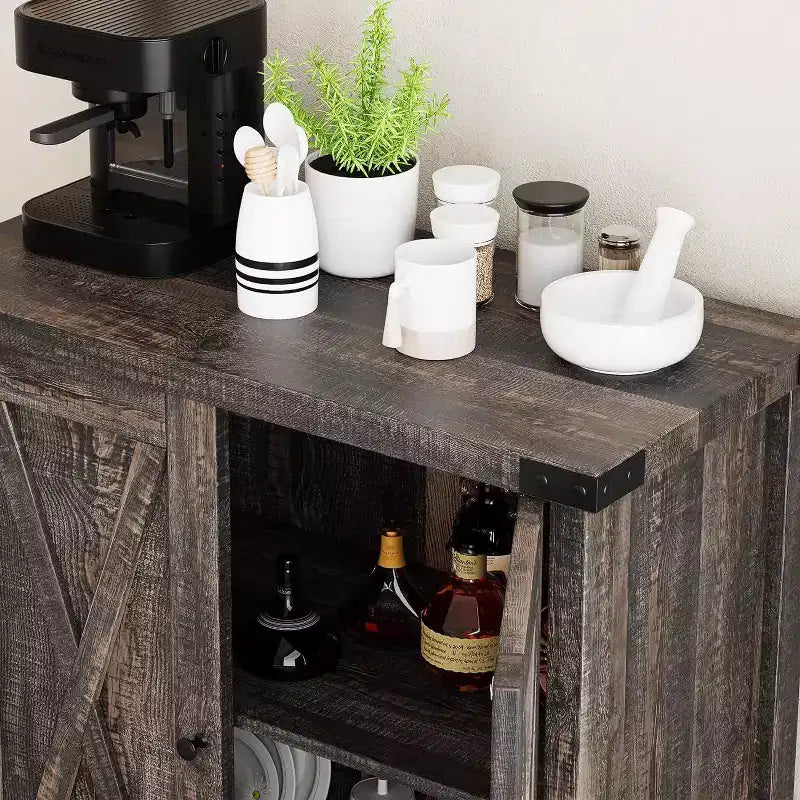 Meuble d'appoint double-porte style rustique