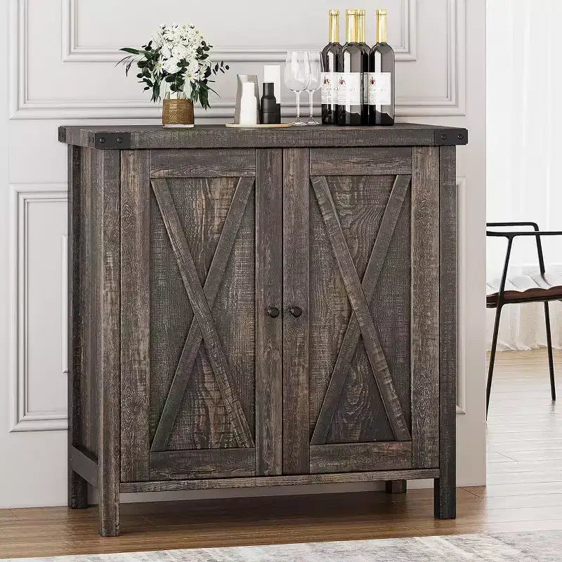Meuble d'appoint double-porte style rustique