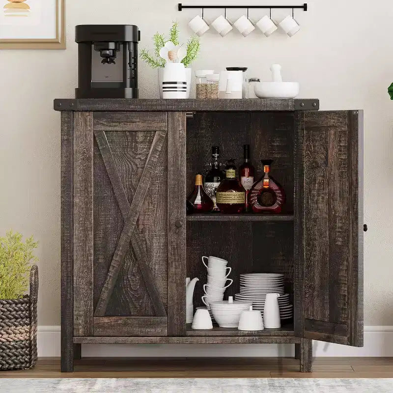 Meuble d'appoint double-porte style rustique