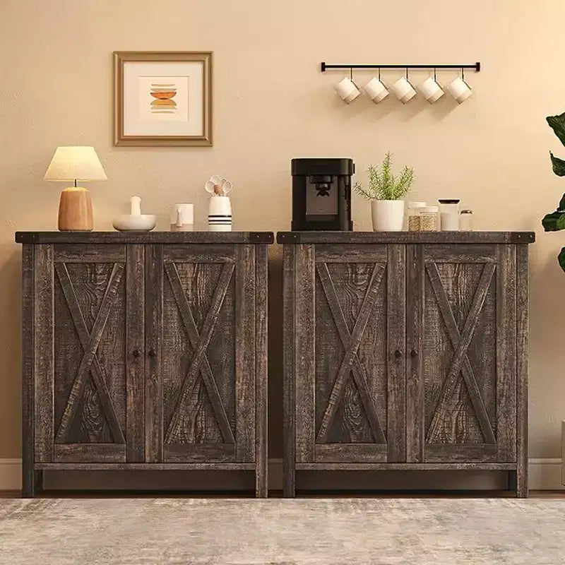 Meuble d'appoint double-porte style rustique
