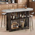 COZONY 63 Counter Height Pub Table 2-Tier Storage Shelves Modern Industrial Gray & Walnut