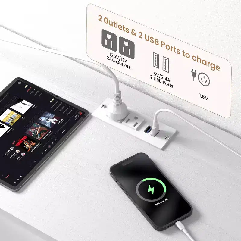 Borne de recharge et meuble TV lumineux