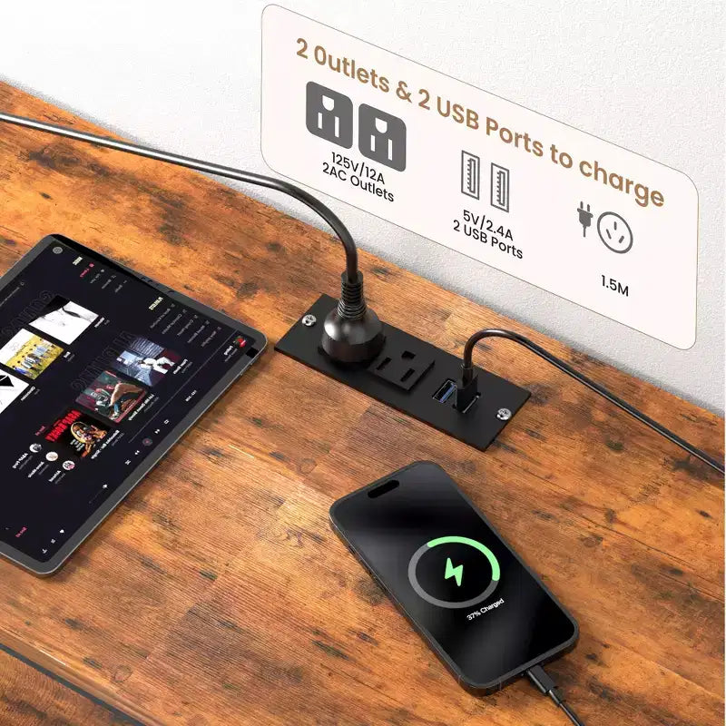 Borne de recharge et meuble TV lumineux