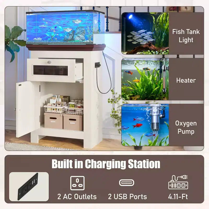 Meuble d'aquarium en bois de style ferme Dalton
