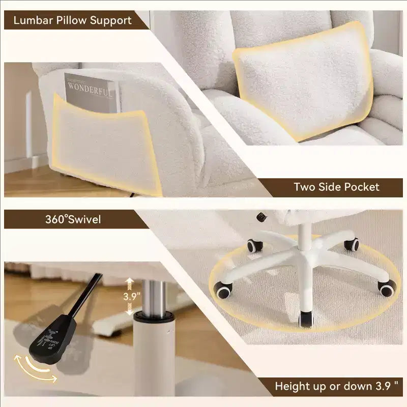 Chaise de bureau réglable en tissu