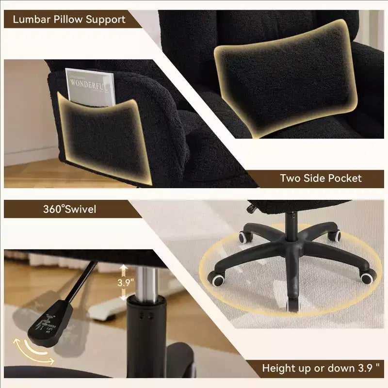 Chaise de bureau réglable en tissu