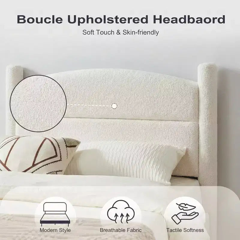 Cadre de lit nuage plateforme avec boucles rembourrées