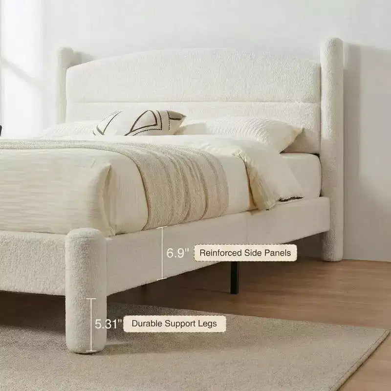 Cadre de lit nuage plateforme avec boucles rembourrées
