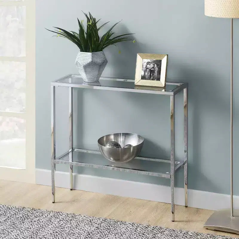 Console en verre chromé