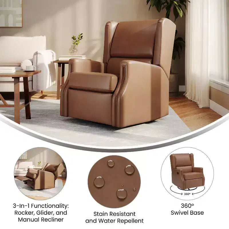 Fauteuil relax pivotant, inclinable et à bascule