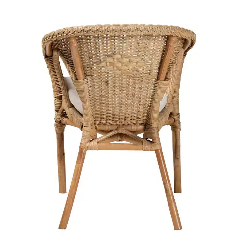 Chaise de salle à manger bali & pari Abbey en rotin ancien marron naturel, style bohème moderne