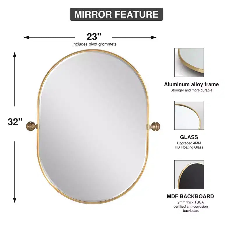 Miroir de courtoisie de salle de bain rotatif