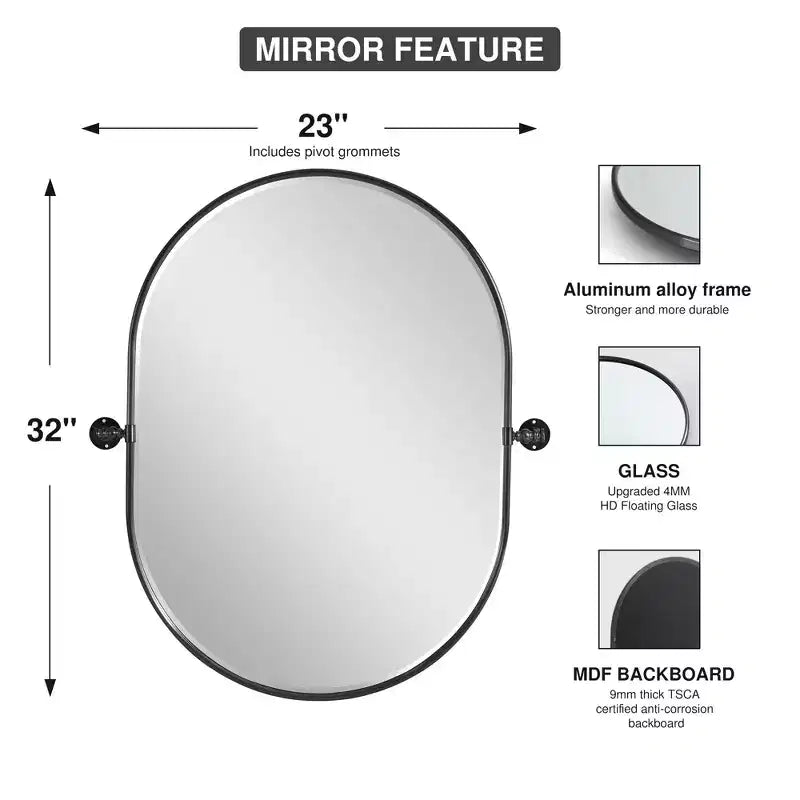 Miroir de courtoisie de salle de bain rotatif