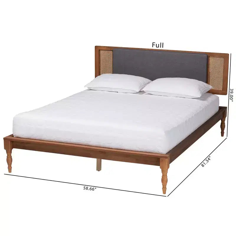 Lit plateforme en bois et tissu